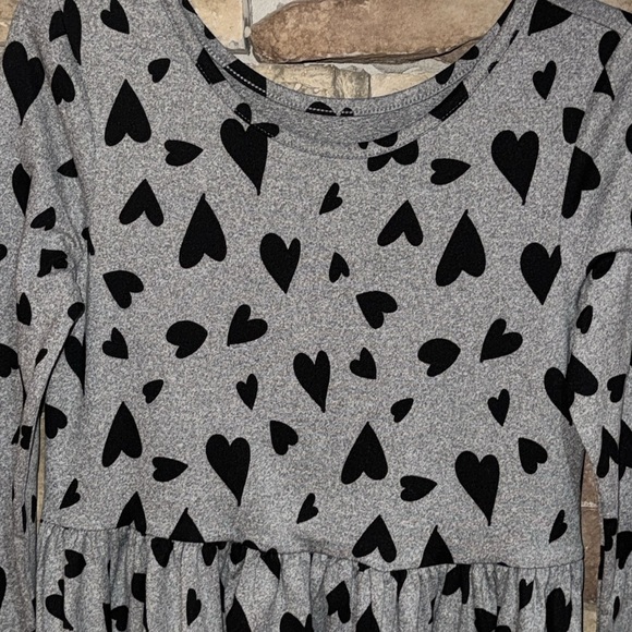 (EUC) Epic Threads Girls Kids Med (10/12) Heart Patterned Gray/Black Dress - Picture 3 of 10